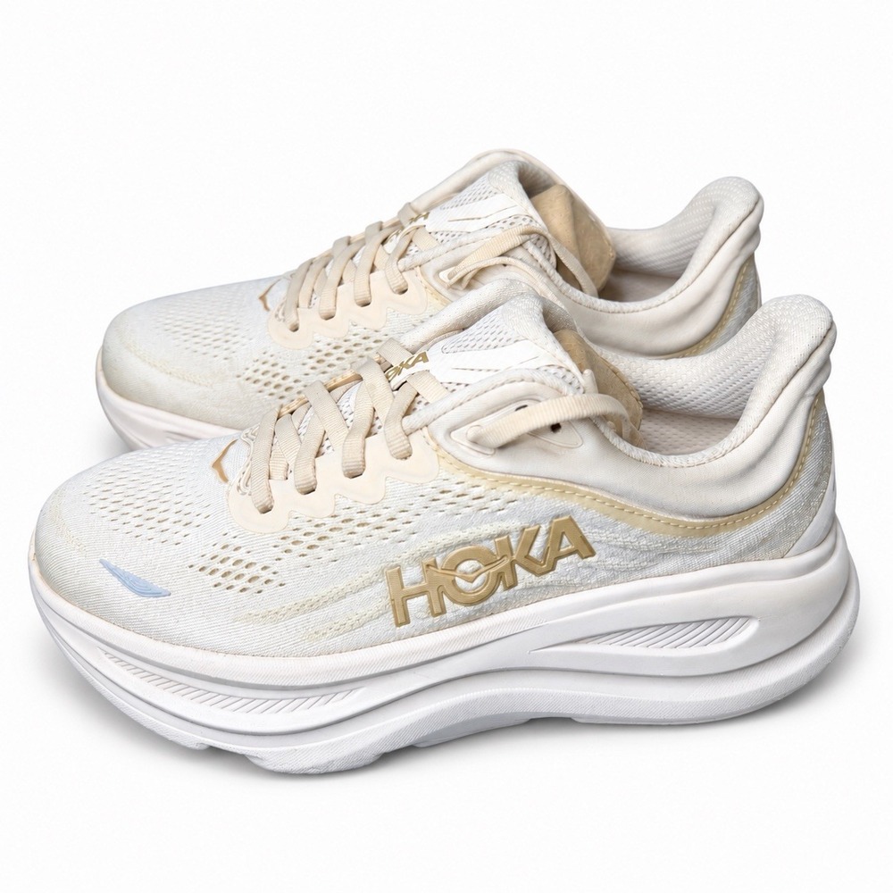 HOKA Bondi 9 Vanilla Birch 1162014-VCH Women's Size 8 D Wide Running Shoes